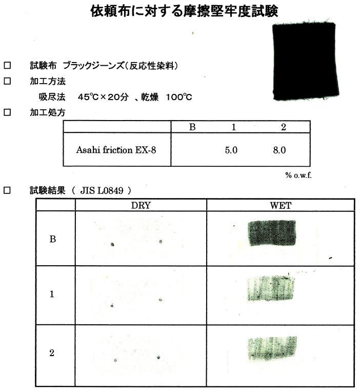 依頼布に対する摩擦堅牢度試験